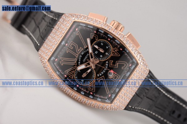 Replica Franck Muller Vanguard Watch Rose Gold V 45 CC DT BKD